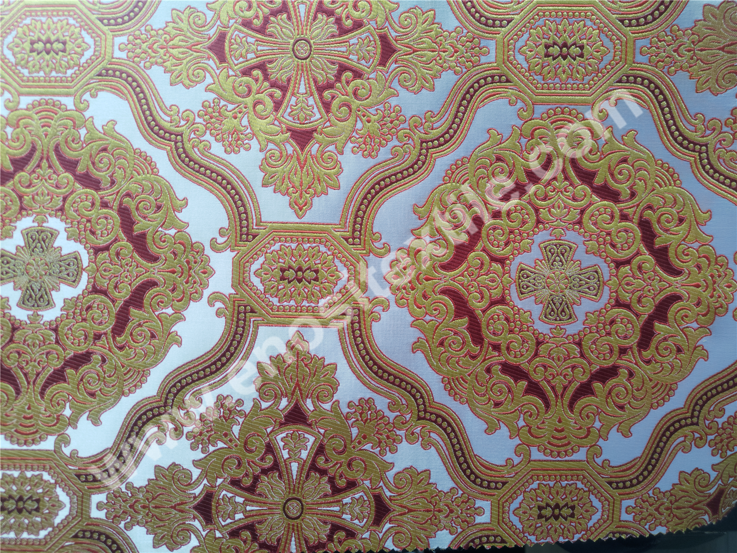 KL-5003 BORDEAUX-GOLD-RED Metallic Fabric